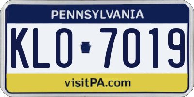 PA license plate KLO7019