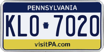 PA license plate KLO7020