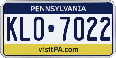 PA license plate KLO7022