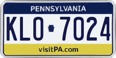PA license plate KLO7024