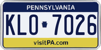 PA license plate KLO7026