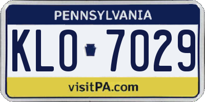 PA license plate KLO7029