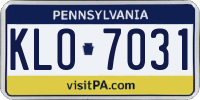 PA license plate KLO7031