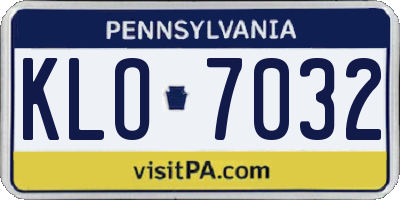 PA license plate KLO7032