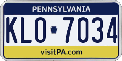 PA license plate KLO7034