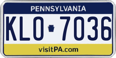 PA license plate KLO7036