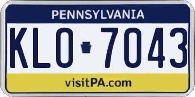 PA license plate KLO7043