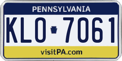 PA license plate KLO7061