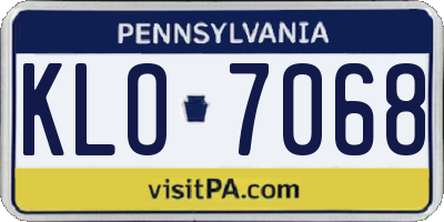 PA license plate KLO7068