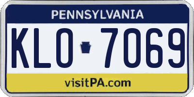 PA license plate KLO7069