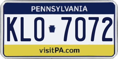 PA license plate KLO7072
