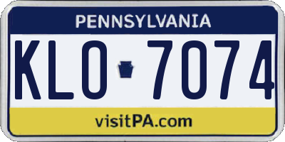 PA license plate KLO7074