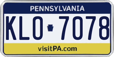 PA license plate KLO7078