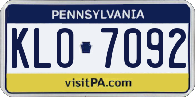 PA license plate KLO7092