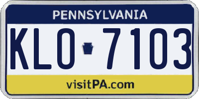 PA license plate KLO7103