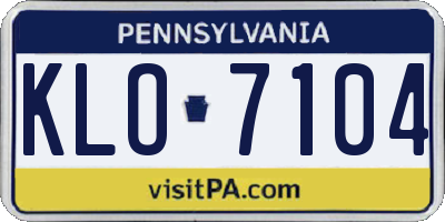 PA license plate KLO7104