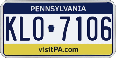 PA license plate KLO7106