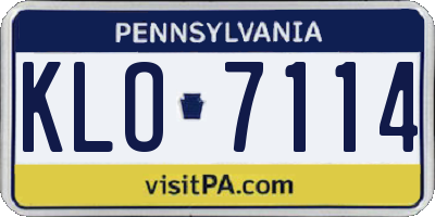 PA license plate KLO7114