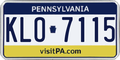 PA license plate KLO7115