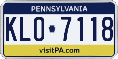 PA license plate KLO7118