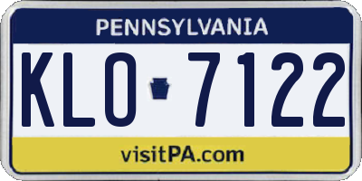 PA license plate KLO7122
