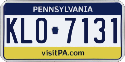 PA license plate KLO7131