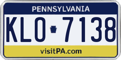 PA license plate KLO7138