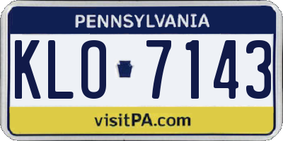 PA license plate KLO7143