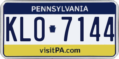 PA license plate KLO7144