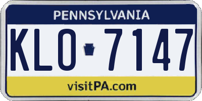 PA license plate KLO7147