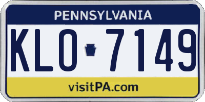 PA license plate KLO7149