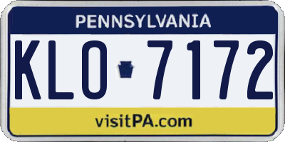 PA license plate KLO7172