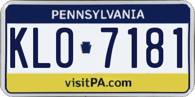 PA license plate KLO7181
