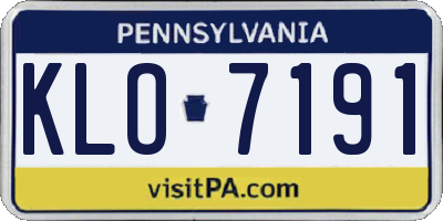 PA license plate KLO7191