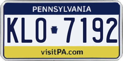 PA license plate KLO7192
