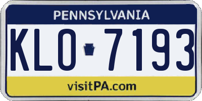 PA license plate KLO7193