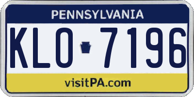 PA license plate KLO7196