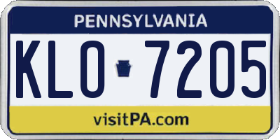 PA license plate KLO7205