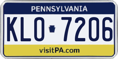 PA license plate KLO7206