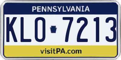 PA license plate KLO7213