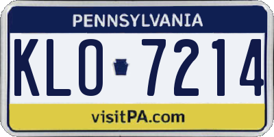 PA license plate KLO7214