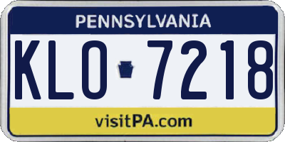 PA license plate KLO7218