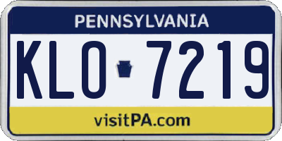 PA license plate KLO7219