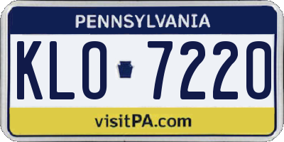 PA license plate KLO7220