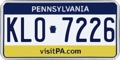 PA license plate KLO7226