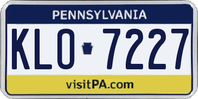 PA license plate KLO7227