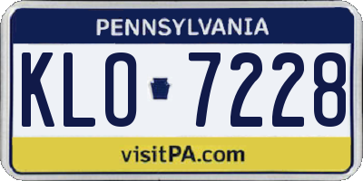 PA license plate KLO7228