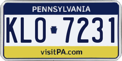 PA license plate KLO7231