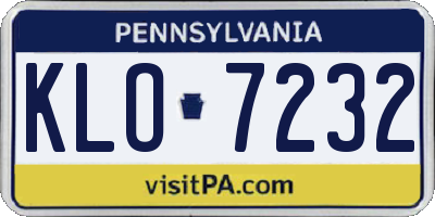 PA license plate KLO7232
