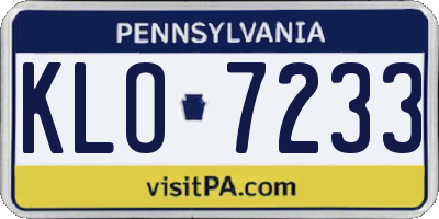 PA license plate KLO7233